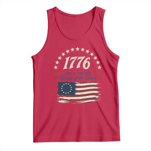 1776 Land of the Free Distressed Arch Graphic Tank Top Vintage Betsy Ross American Flag Stars Retro Patriotic TS02 Red Print Your Wear