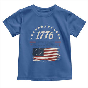 1776 Land of the Free Distressed Arch Graphic Toddler T Shirt Vintage Betsy Ross American Flag Stars Retro Patriotic TS02 Royal Blue Print Your Wear