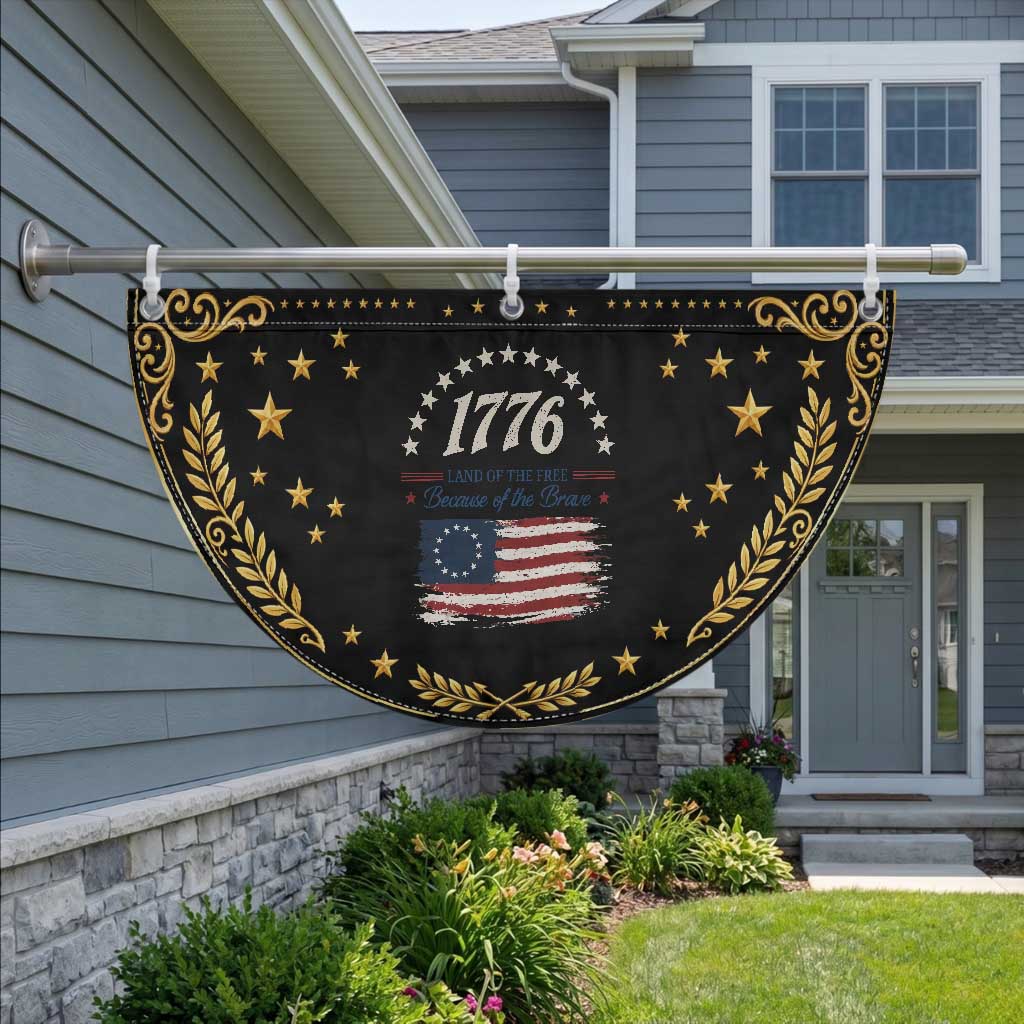 1776 Land of the Free Distressed Arch Graphic Patriotic Fan Flag Vintage Betsy Ross American Flag Stars Retro