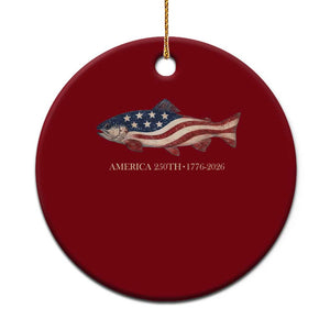 America 250th Anniversary Patriotic Fish Graphic Ceramic Ornament American Flag Salmon Trout Fishing 1776 to 2026 Semiquincentennial TS02 1pc Red Print Your Wear