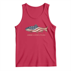 America 250th Anniversary Patriotic Fish Graphic Tank Top American Flag Salmon Trout Fishing 1776 to 2026 Semiquincentennial TS02 Red Print Your Wear