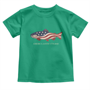 America 250th Anniversary Patriotic Fish Graphic Toddler T Shirt American Flag Salmon Trout Fishing 1776 to 2026 Semiquincentennial TS02 Irish Green Print Your Wear