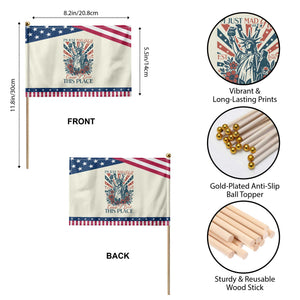I'm Just Mad As Hell Cause I Love This Place Patriotic Handheld Flag Vintage Statue of Liberty Retro Flora