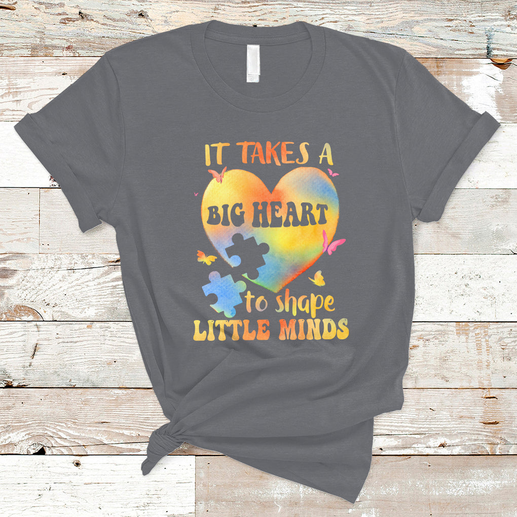 Teacher Life T Shirt It Takes A Big Heart To Shape Little Minds TS02 Charcoal Printyourwear
