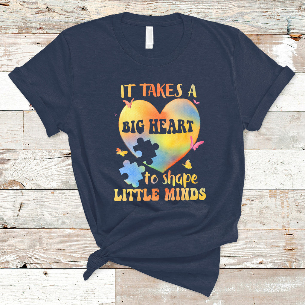 Teacher Life T Shirt It Takes A Big Heart To Shape Little Minds TS02 Navy Printyourwear