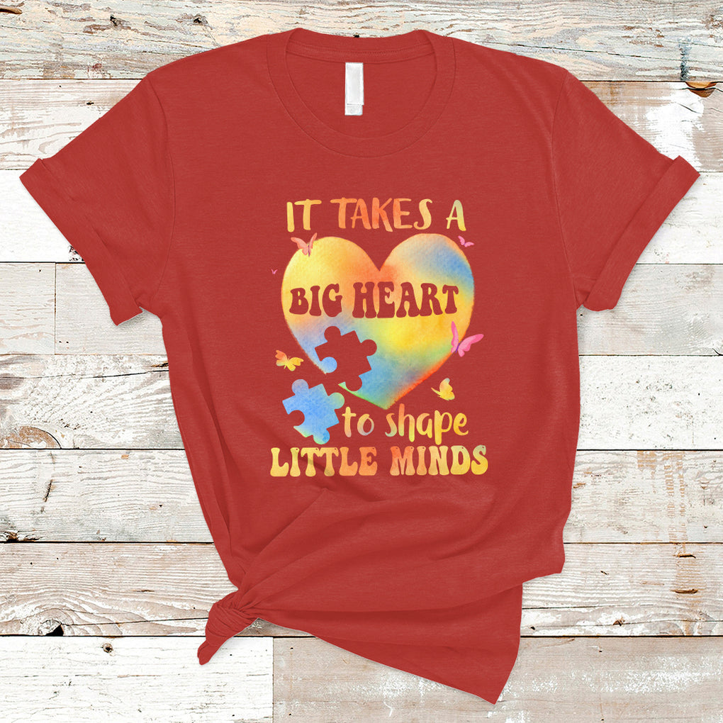 Teacher Life T Shirt It Takes A Big Heart To Shape Little Minds TS02 Red Printyourwear