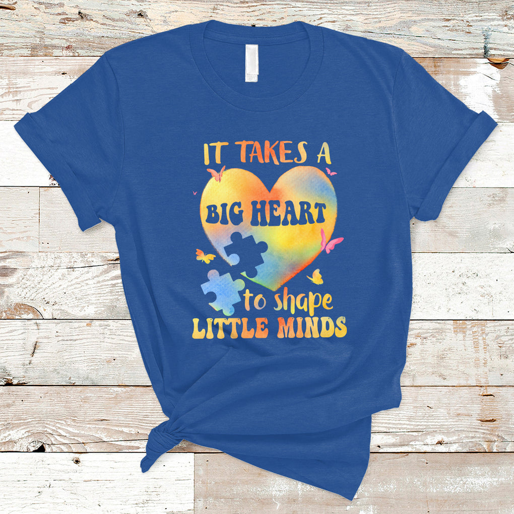 Teacher Life T Shirt It Takes A Big Heart To Shape Little Minds TS02 Royal Blue Printyourwear