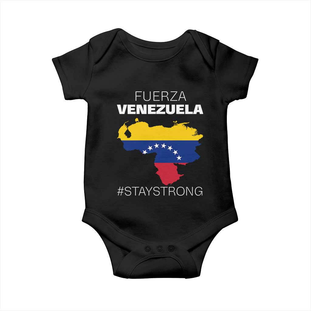 Fuerza Venezuela Strong Solidarity Baby Onesie Hope Support Venezuelan Patriotic Flag Map TS02 Black Print Your Wear