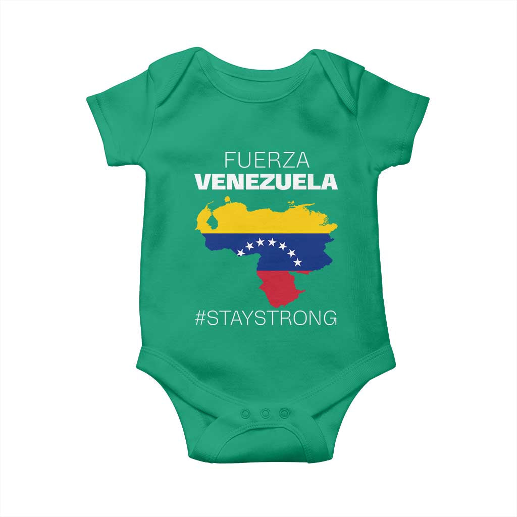 Fuerza Venezuela Strong Solidarity Baby Onesie Hope Support Venezuelan Patriotic Flag Map