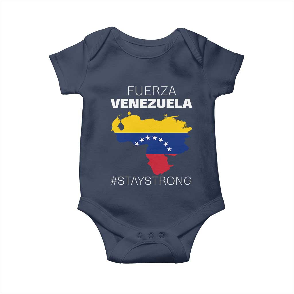 Fuerza Venezuela Strong Solidarity Baby Onesie Hope Support Venezuelan Patriotic Flag Map