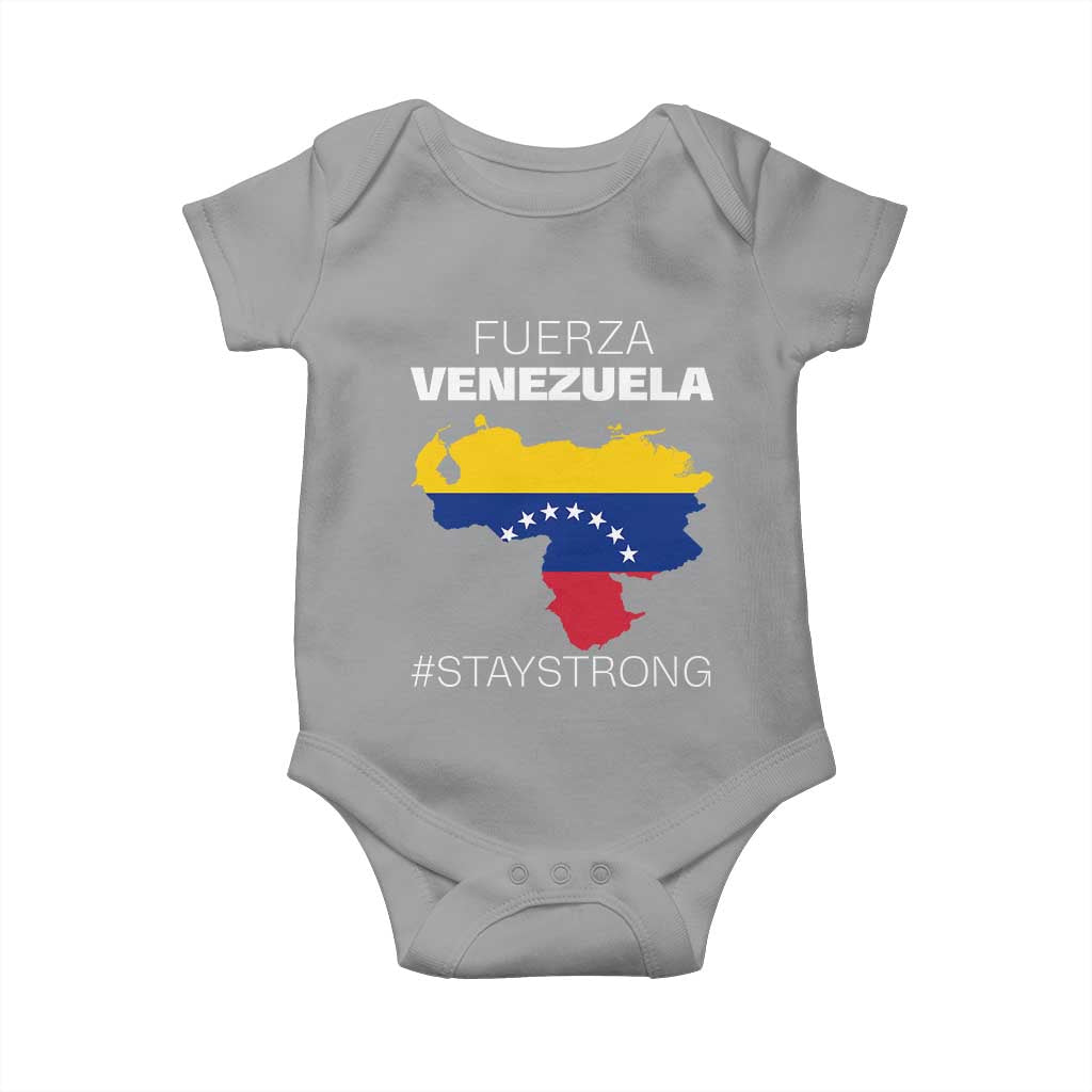 Fuerza Venezuela Strong Solidarity Baby Onesie Hope Support Venezuelan Patriotic Flag Map