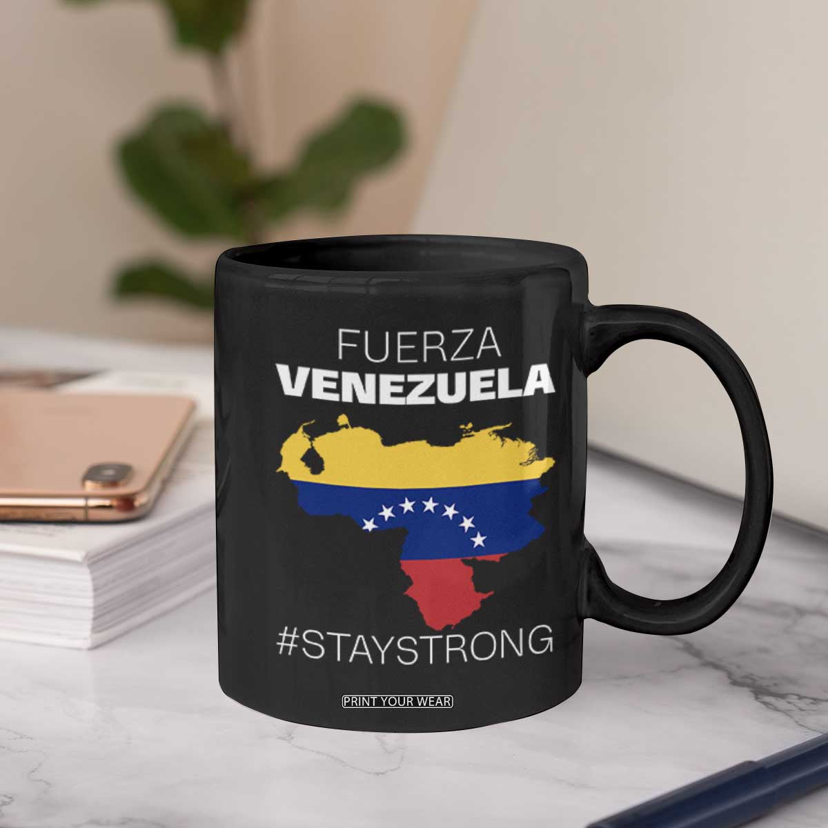 Fuerza Venezuela Strong Solidarity Coffee Mug Hope Support Venezuelan Patriotic Flag Map TS02 Print Your Wear