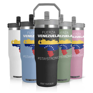 Fuerza Venezuela Strong Solidarity Flip Straw Tumbler Hope Support Venezuelan Patriotic Flag Map TS02 Print Your Wear