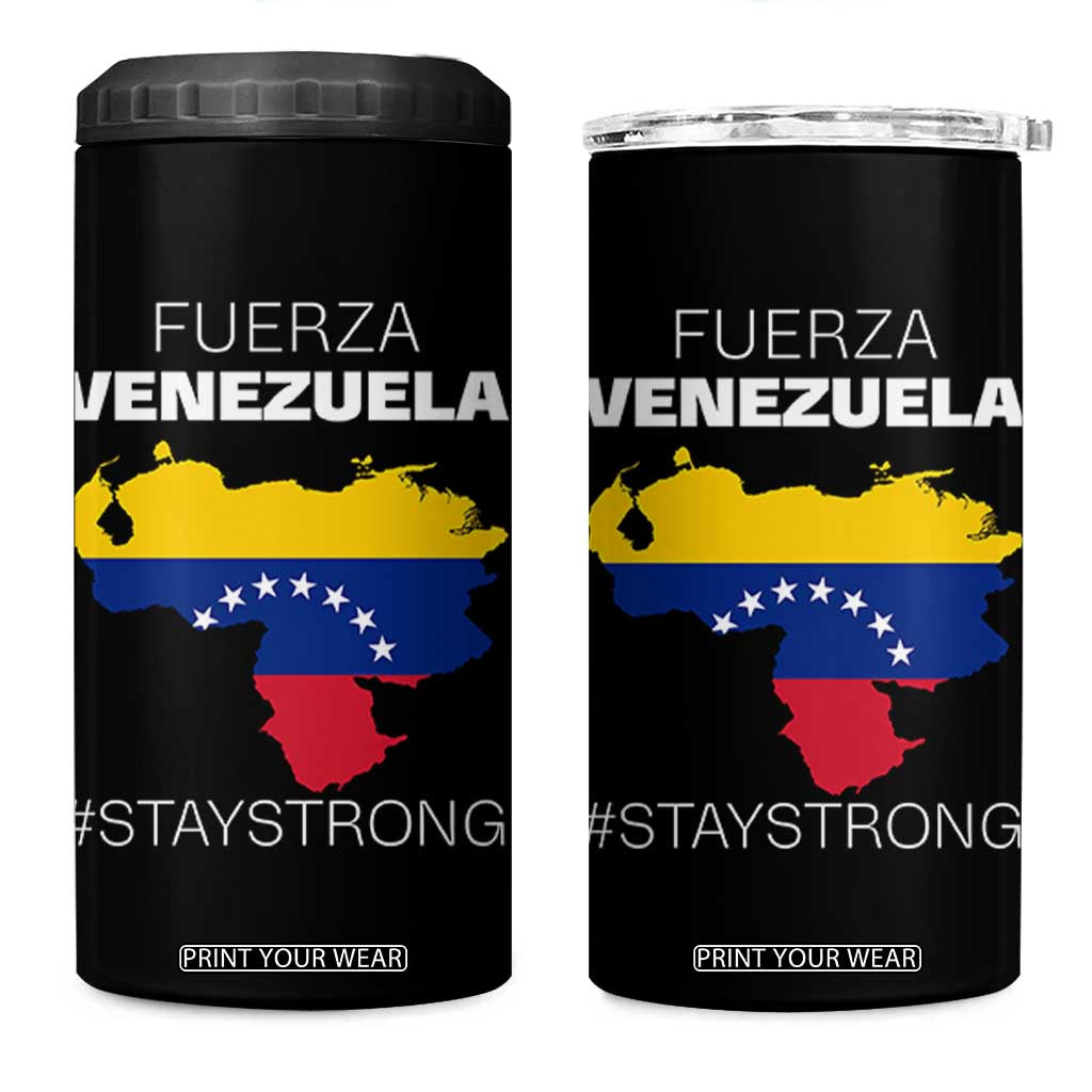 Fuerza Venezuela Strong Solidarity 4 in 1 Can Cooler Tumbler Hope Support Venezuelan Patriotic Flag Map TS02 One Size: 16 oz Black Print Your Wear
