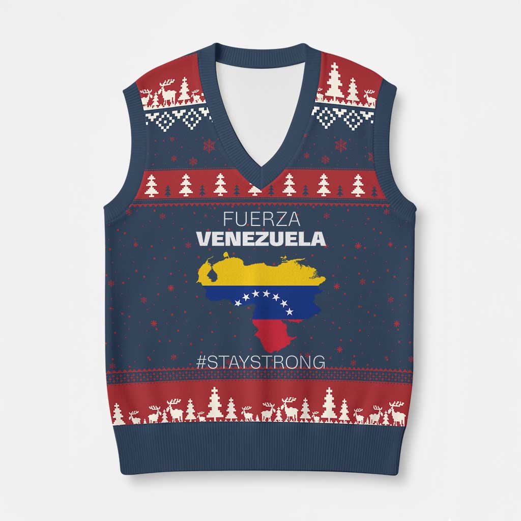 Fuerza Venezuela Strong Solidarity V-Neck Knit Sweater Vest Hope Support Venezuelan Patriotic Flag Map