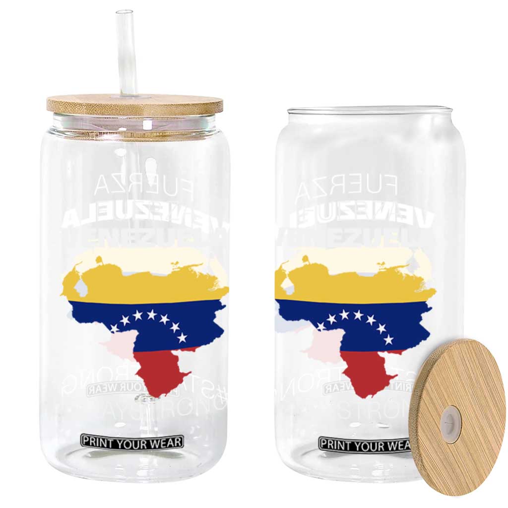 Fuerza Venezuela Strong Solidarity Glass Can Hope Support Venezuelan Patriotic Flag Map TS02 Print Your Wear