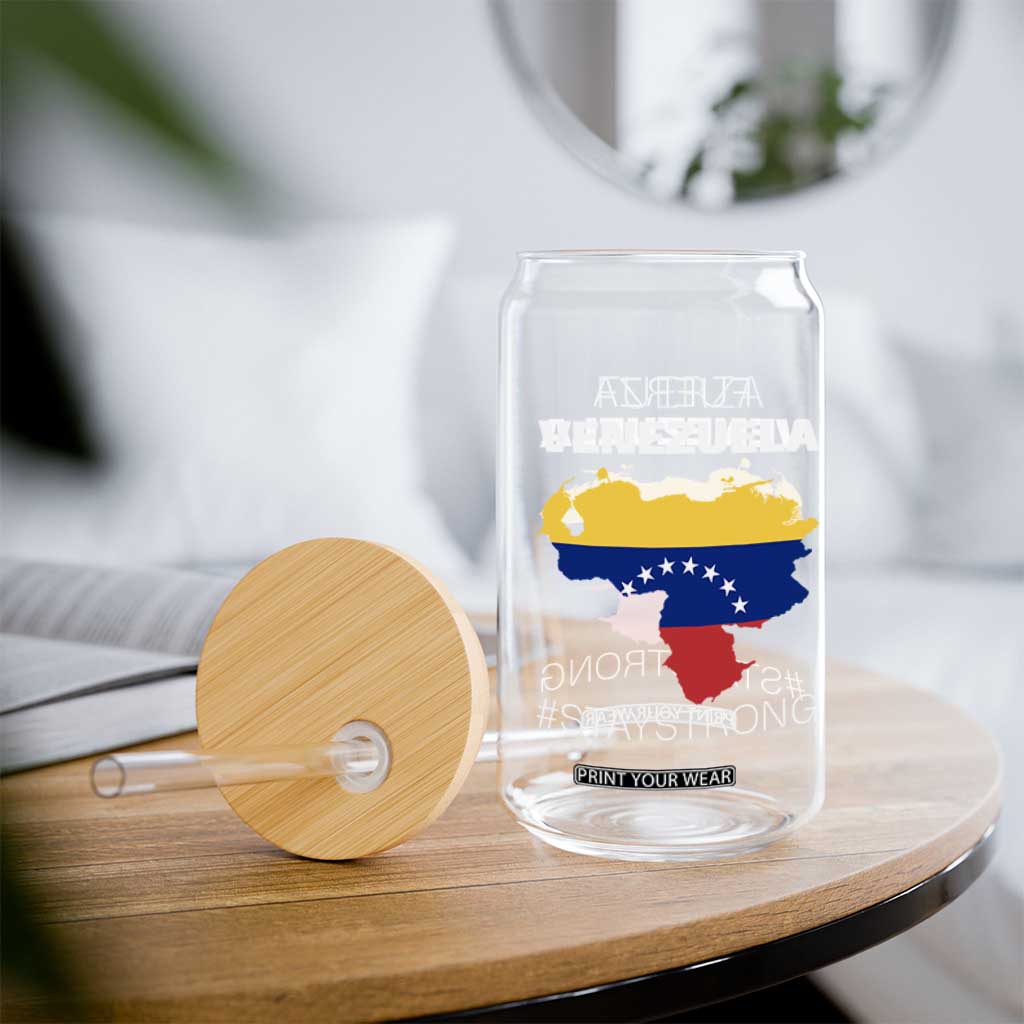 Fuerza Venezuela Strong Solidarity Glass Can Hope Support Venezuelan Patriotic Flag Map TS02 Print Your Wear
