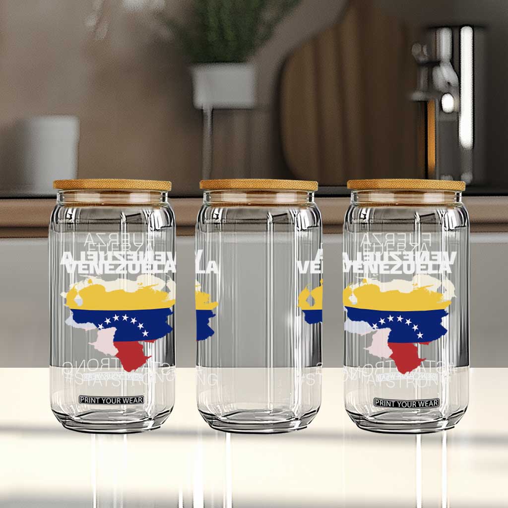 Fuerza Venezuela Strong Solidarity Glass Can Hope Support Venezuelan Patriotic Flag Map TS02 Print Your Wear