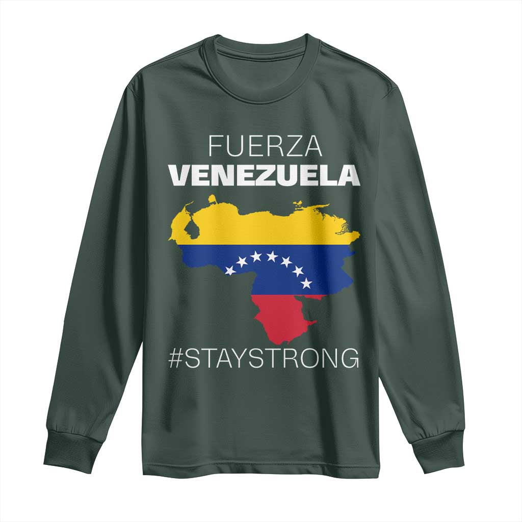 Fuerza Venezuela Strong Solidarity Long Sleeve Shirt Hope Support Venezuelan Patriotic Flag Map
