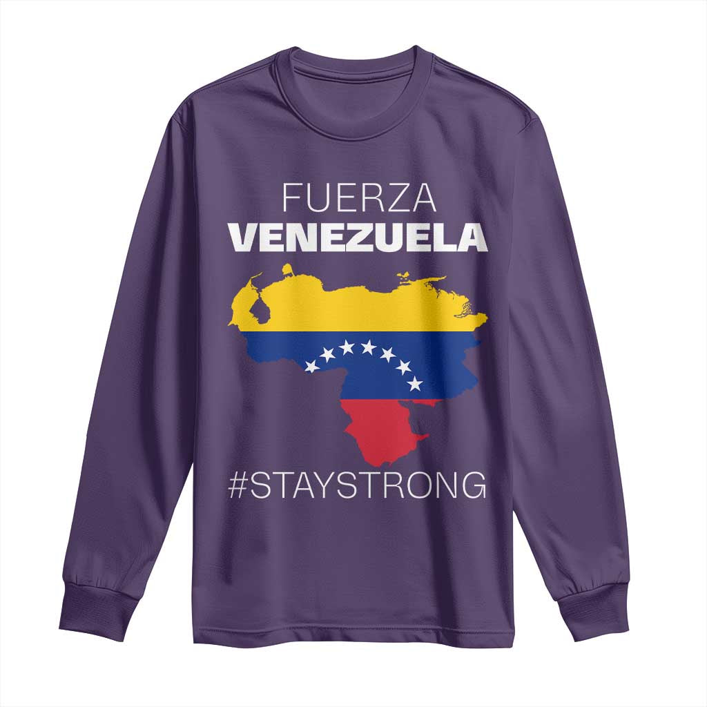 Fuerza Venezuela Strong Solidarity Long Sleeve Shirt Hope Support Venezuelan Patriotic Flag Map