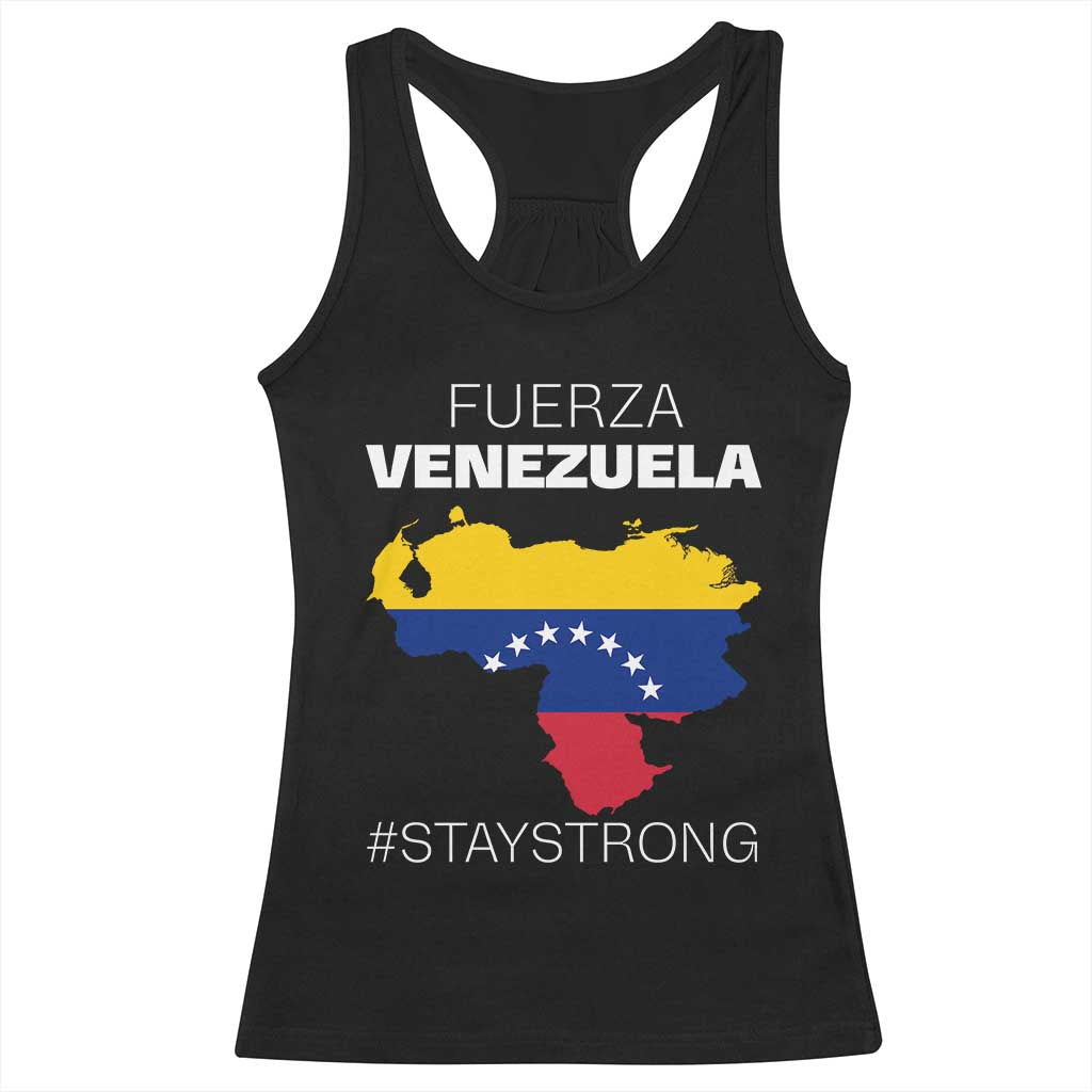 Fuerza Venezuela Strong Solidarity Racerback Tank Top Hope Support Venezuelan Patriotic Flag Map TS02 Black Print Your Wear