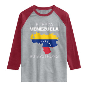 Fuerza Venezuela Strong Solidarity Raglan Shirt Hope Support Venezuelan Patriotic Flag Map