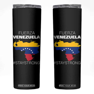 Fuerza Venezuela Strong Solidarity Skinny Tumbler Hope Support Venezuelan Patriotic Flag Map TS02 Black Print Your Wear
