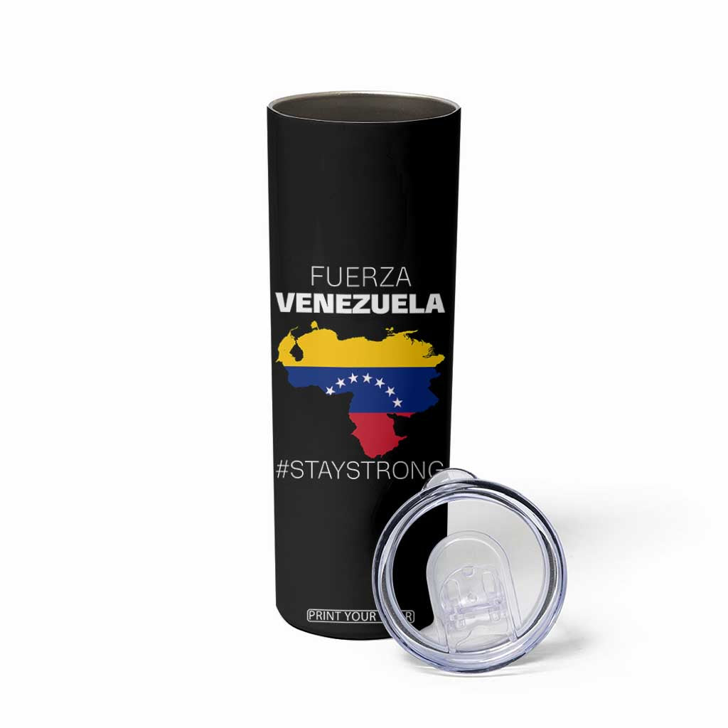 Fuerza Venezuela Strong Solidarity Skinny Tumbler Hope Support Venezuelan Patriotic Flag Map TS02 Print Your Wear