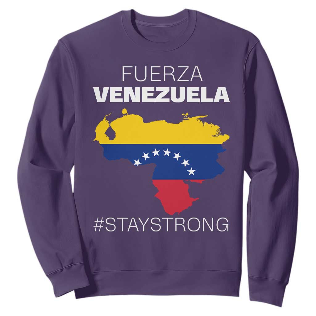 Fuerza Venezuela Strong Solidarity Sweatshirt Hope Support Venezuelan Patriotic Flag Map