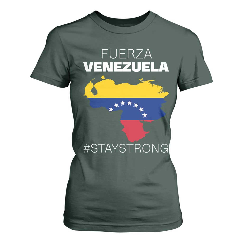 Fuerza Venezuela Strong Solidarity T Shirt For Women Hope Support Venezuelan Patriotic Flag Map