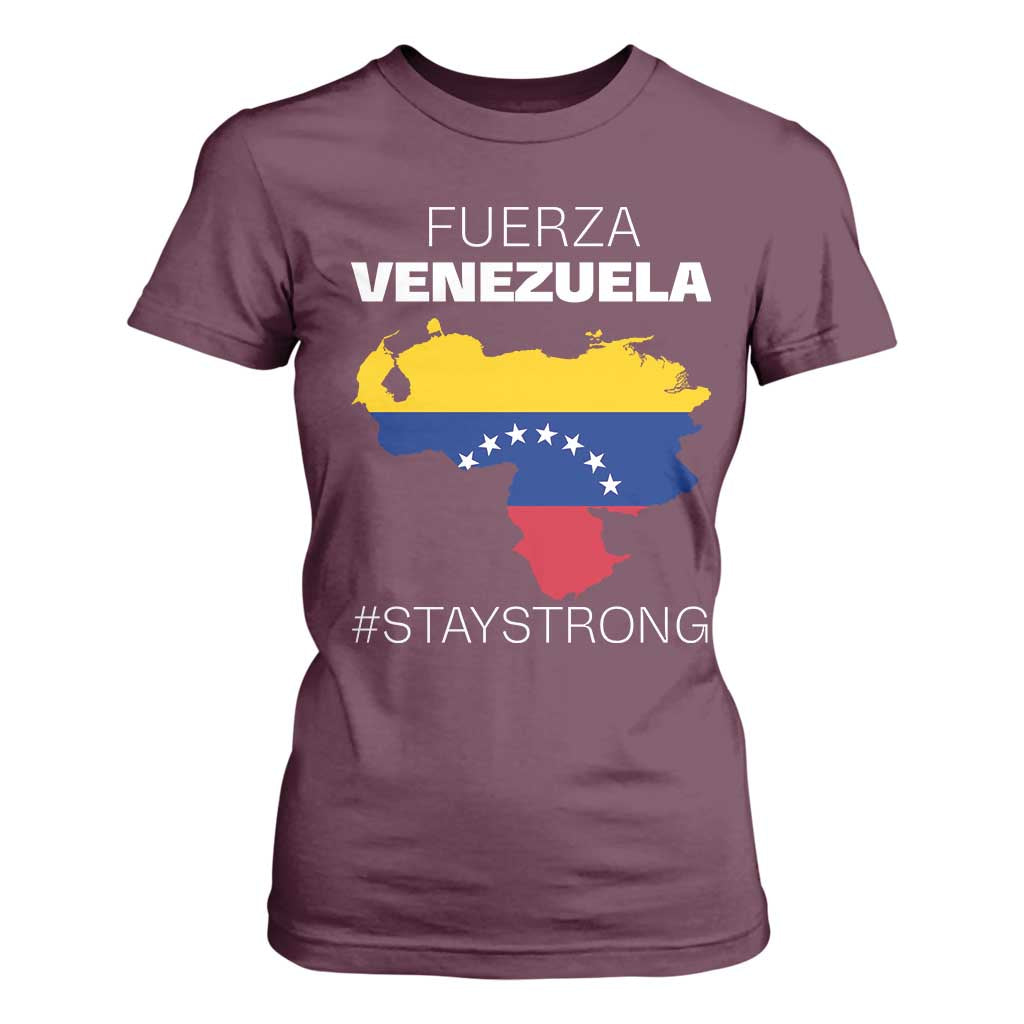 Fuerza Venezuela Strong Solidarity T Shirt For Women Hope Support Venezuelan Patriotic Flag Map