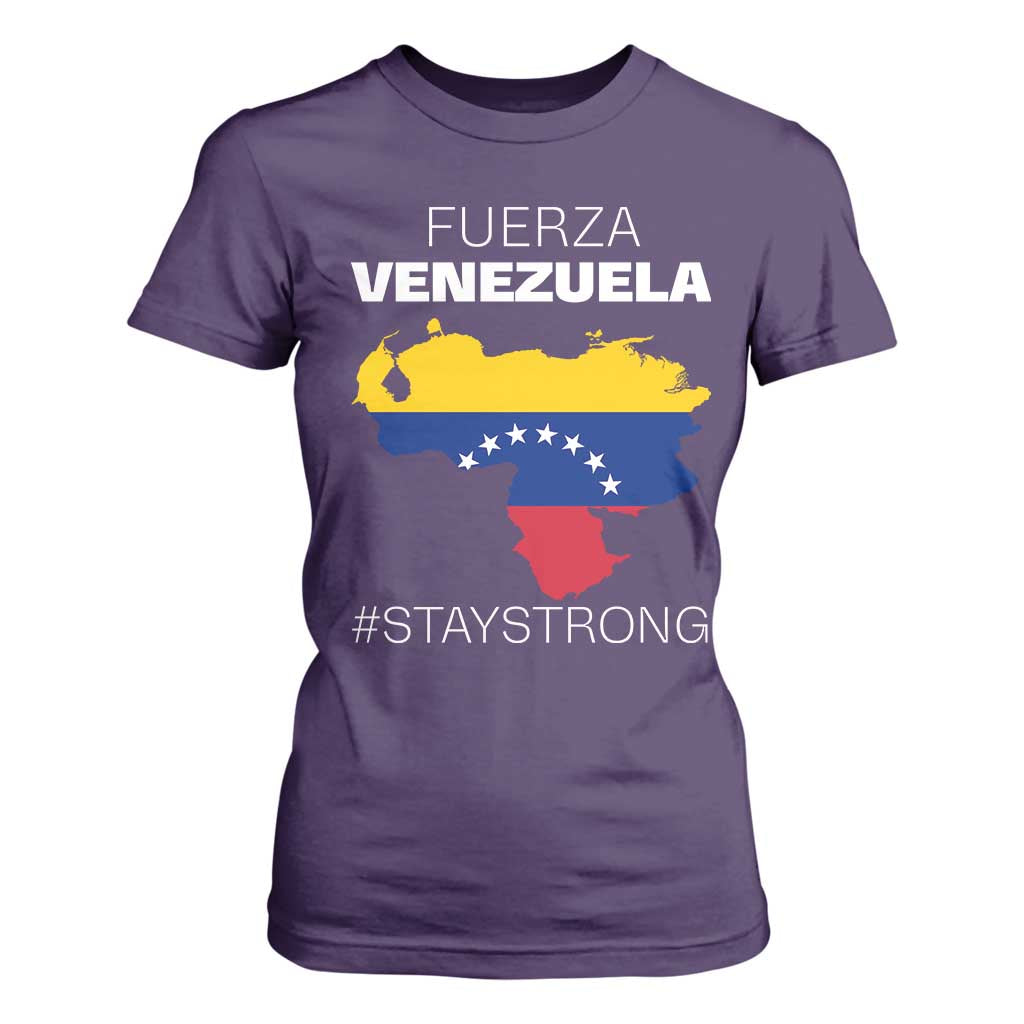 Fuerza Venezuela Strong Solidarity T Shirt For Women Hope Support Venezuelan Patriotic Flag Map