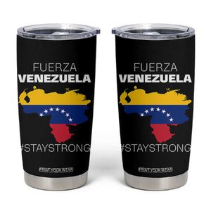 Fuerza Venezuela Strong Solidarity Tumbler Cup Hope Support Venezuelan Patriotic Flag Map TS02 Black Print Your Wear