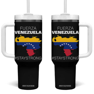Fuerza Venezuela Strong Solidarity Tumbler With Handle Hope Support Venezuelan Patriotic Flag Map TS02 One Size: 40 oz Black Print Your Wear