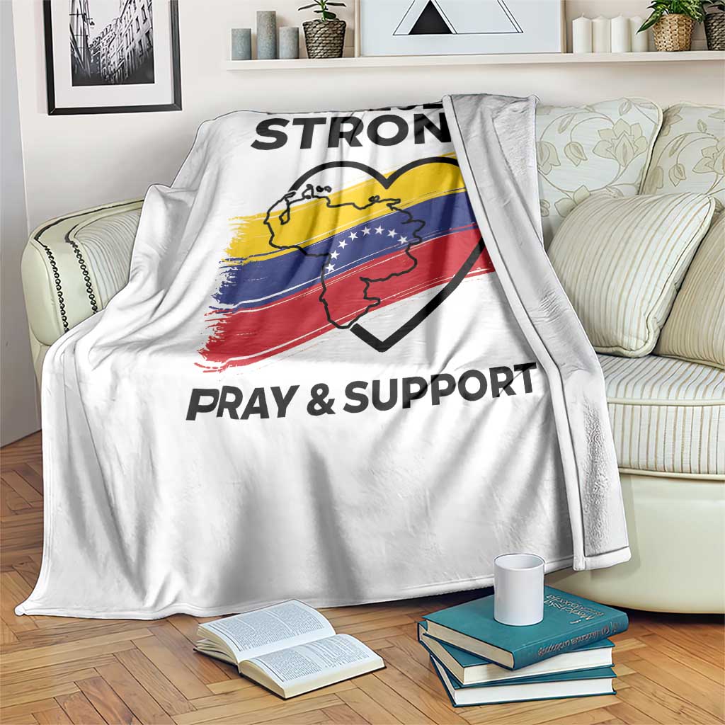 Venezuela Strong Pray and Support Throw Blanket Solidarity Patriotic Venezuelan Flag Map Heart TS02 Print Your Wear