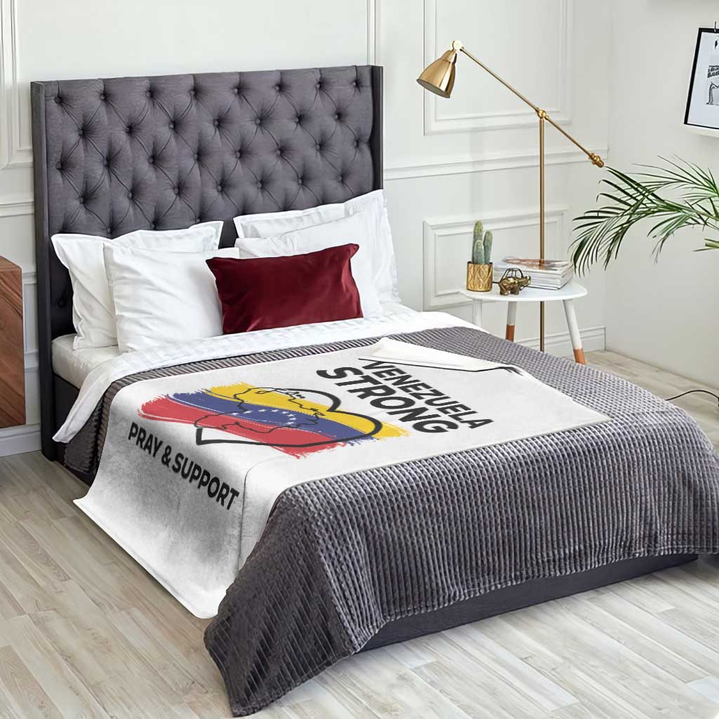 Venezuela Strong Pray and Support Throw Blanket Solidarity Patriotic Venezuelan Flag Map Heart TS02 Print Your Wear