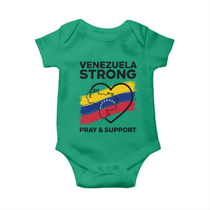 Venezuela Strong Pray and Support Baby Onesie Solidarity Patriotic Venezuelan Flag Map Heart