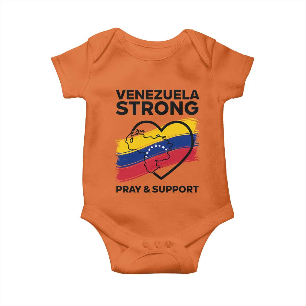 Venezuela Strong Pray and Support Baby Onesie Solidarity Patriotic Venezuelan Flag Map Heart