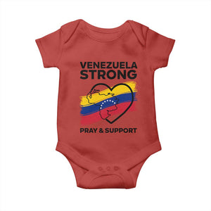 Venezuela Strong Pray and Support Baby Onesie Solidarity Patriotic Venezuelan Flag Map Heart