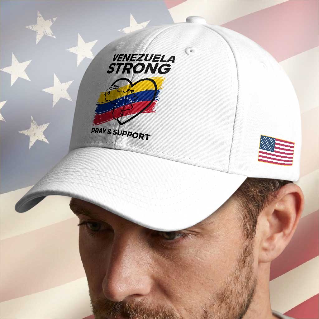 Venezuela Strong Pray and Support Baseball Cap Solidarity Patriotic Venezuelan Flag Map Heart