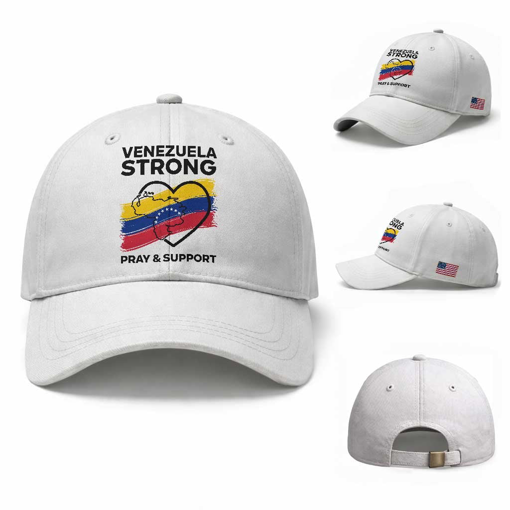 Venezuela Strong Pray and Support Baseball Cap Solidarity Patriotic Venezuelan Flag Map Heart