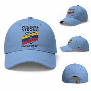 Venezuela Strong Pray and Support Baseball Cap Solidarity Patriotic Venezuelan Flag Map Heart