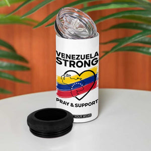 Venezuela Strong Pray and Support 4 in 1 Can Cooler Tumbler Solidarity Patriotic Venezuelan Flag Map Heart TS02 Print Your Wear