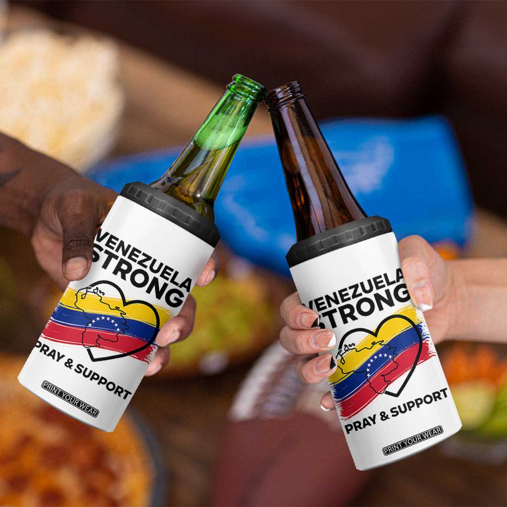 Venezuela Strong Pray and Support 4 in 1 Can Cooler Tumbler Solidarity Patriotic Venezuelan Flag Map Heart TS02 Print Your Wear