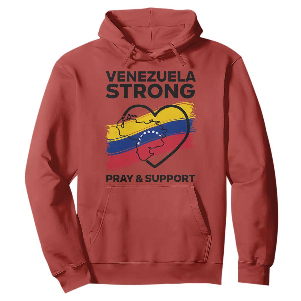 Venezuela Strong Pray and Support Hoodie Solidarity Patriotic Venezuelan Flag Map Heart