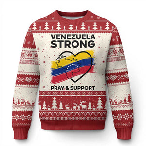 Venezuela Strong Pray and Support Ugly Christmas Sweater Solidarity Patriotic Venezuelan Flag Map Heart