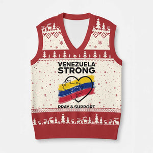 Venezuela Strong Pray and Support V-Neck Knit Sweater Vest Solidarity Patriotic Venezuelan Flag Map Heart