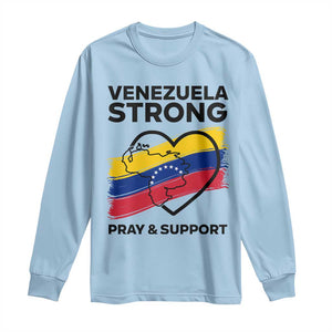 Venezuela Strong Pray and Support Long Sleeve Shirt Solidarity Patriotic Venezuelan Flag Map Heart