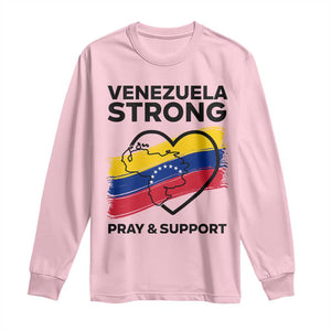 Venezuela Strong Pray and Support Long Sleeve Shirt Solidarity Patriotic Venezuelan Flag Map Heart