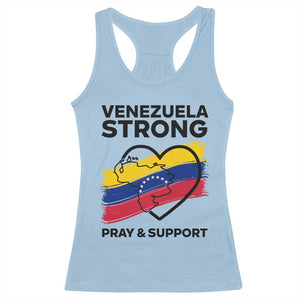 Venezuela Strong Pray and Support Racerback Tank Top Solidarity Patriotic Venezuelan Flag Map Heart